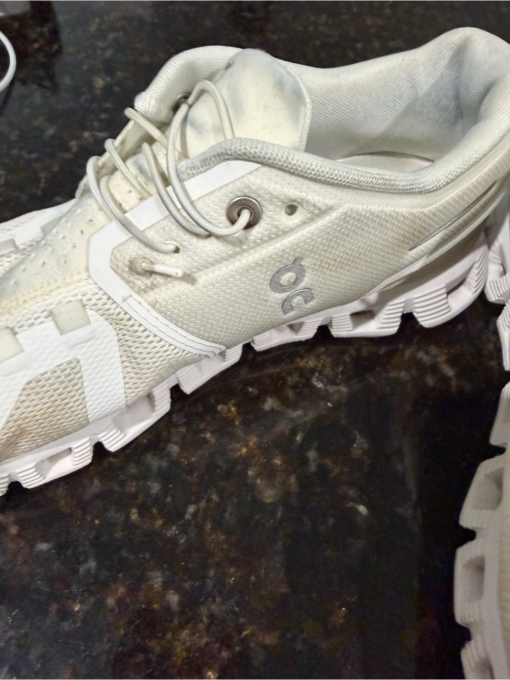 On Running White/Off-White Mesh Running Sneakers - Picture 9 of 10